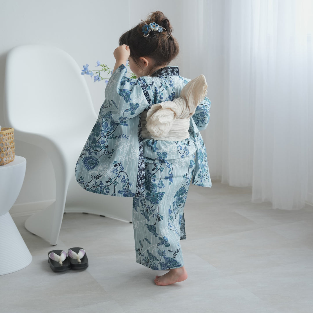 utatane kids 高級変わり織 子供浴衣3点セット（ゆかた・帯