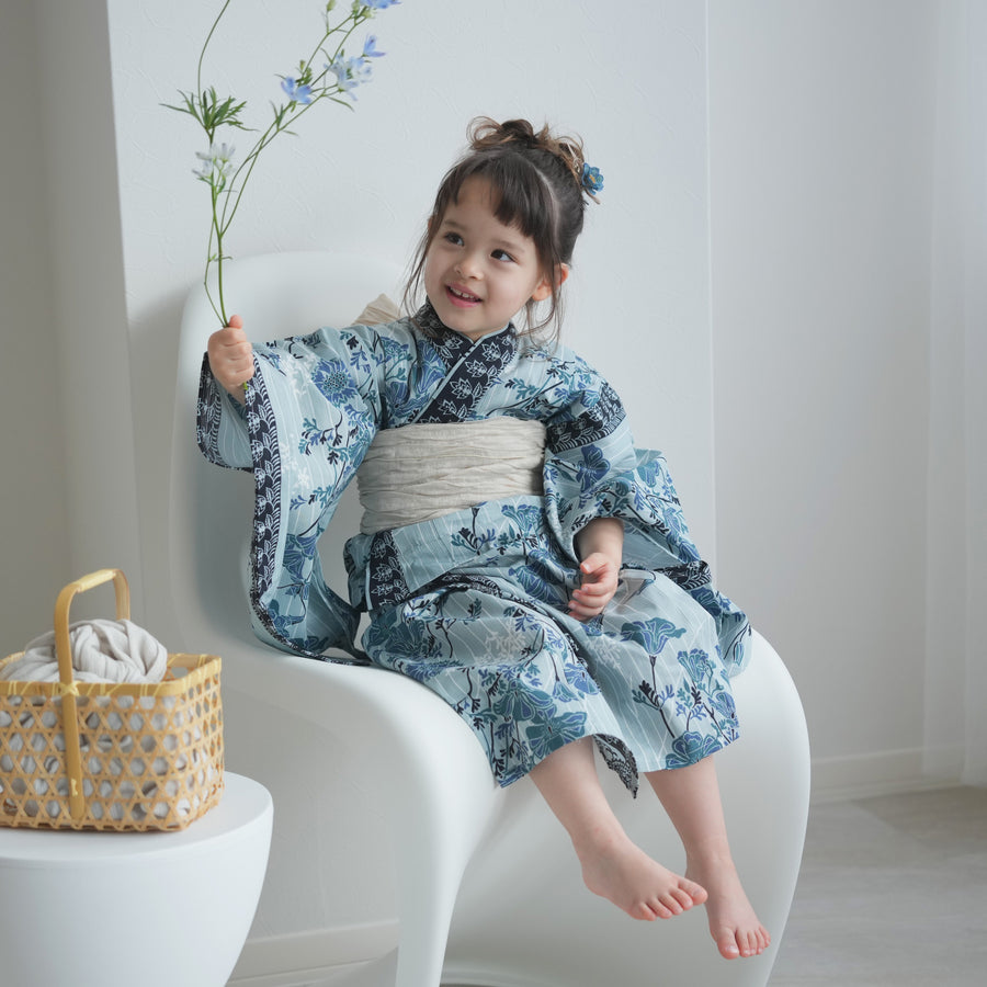 ニコアンティーク　utatane キッズ浴衣 セール】キッズ浴衣3点セット ニコアンティーク 芙蓉エフェクト