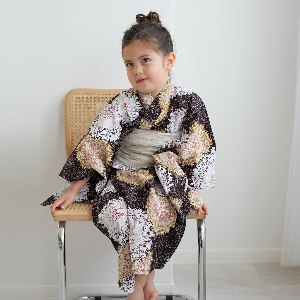 utatane kids 高級変わり織 子供浴衣3点セット（ゆかた・帯