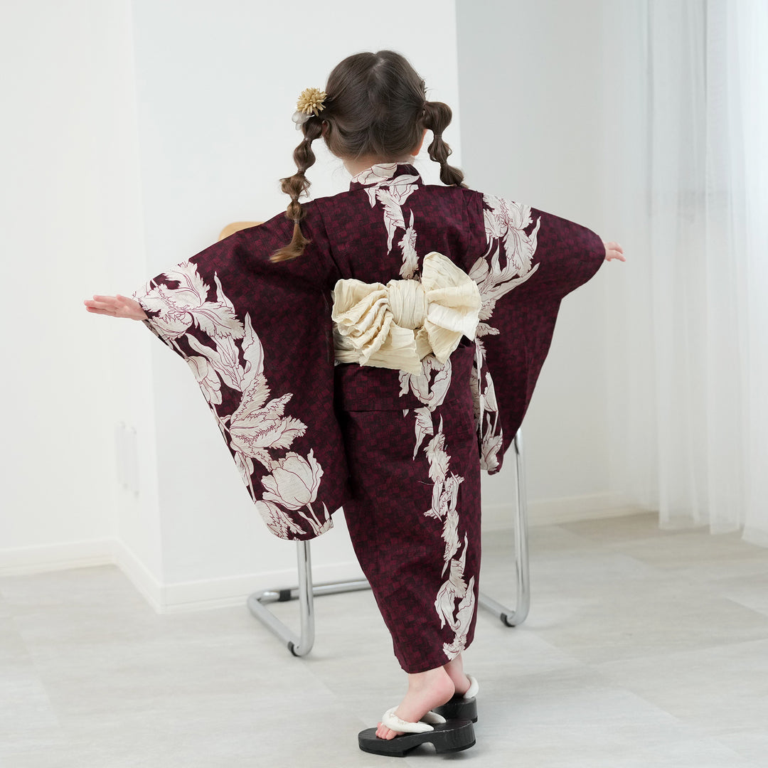 hinari × utatane浴衣セット 牡丹　ボルドー　新品未使用 セール】hinari × utatane浴衣セット 牡丹（浴衣）｜hinari