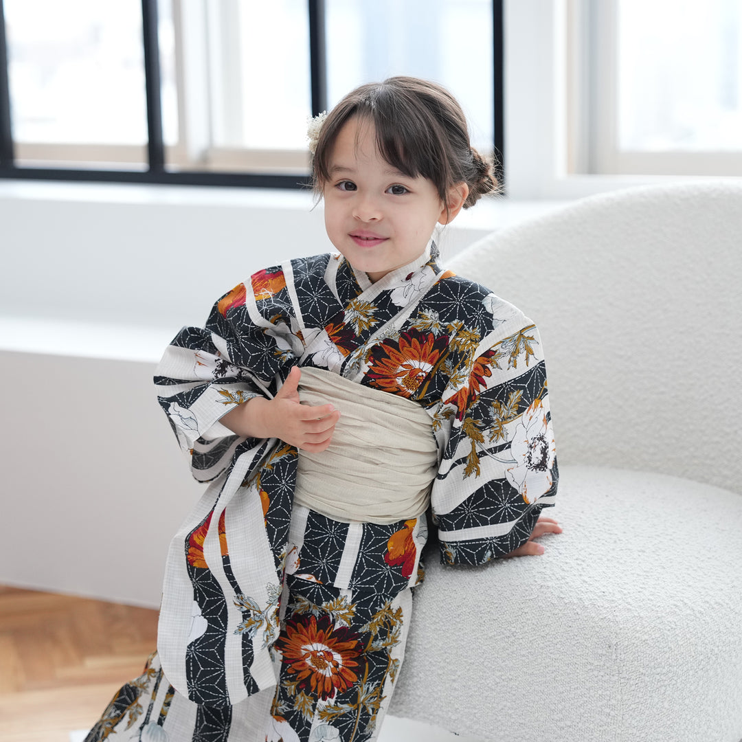 utatane kids 高級変わり織 子供浴衣3点セット（ゆかた・帯