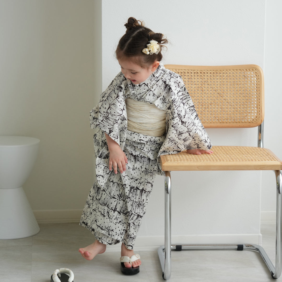 ニコアンティーク kids 高級変わり織 子供浴衣3点セット（ゆかた