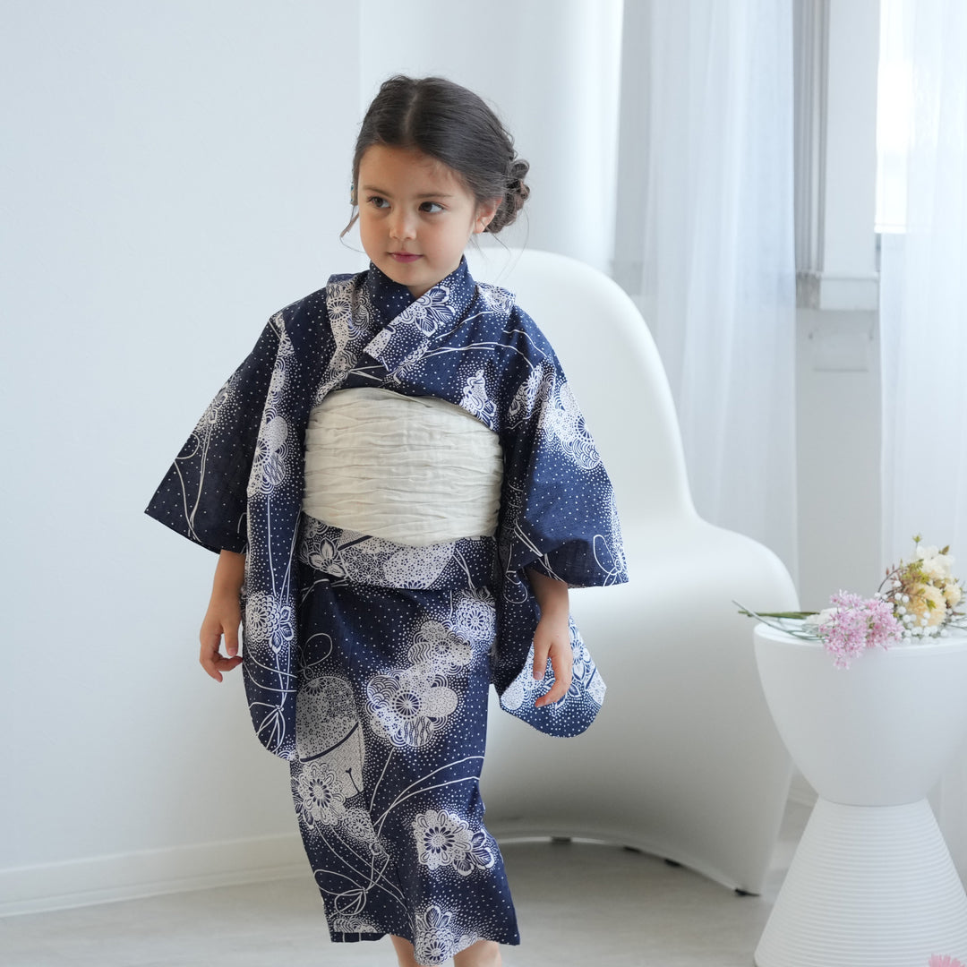 ニコアンティーク kids 高級変わり織 子供浴衣3点セット（ゆかた