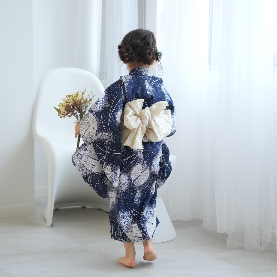 ニコアンティーク kids 高級変わり織 子供浴衣3点セット（ゆかた