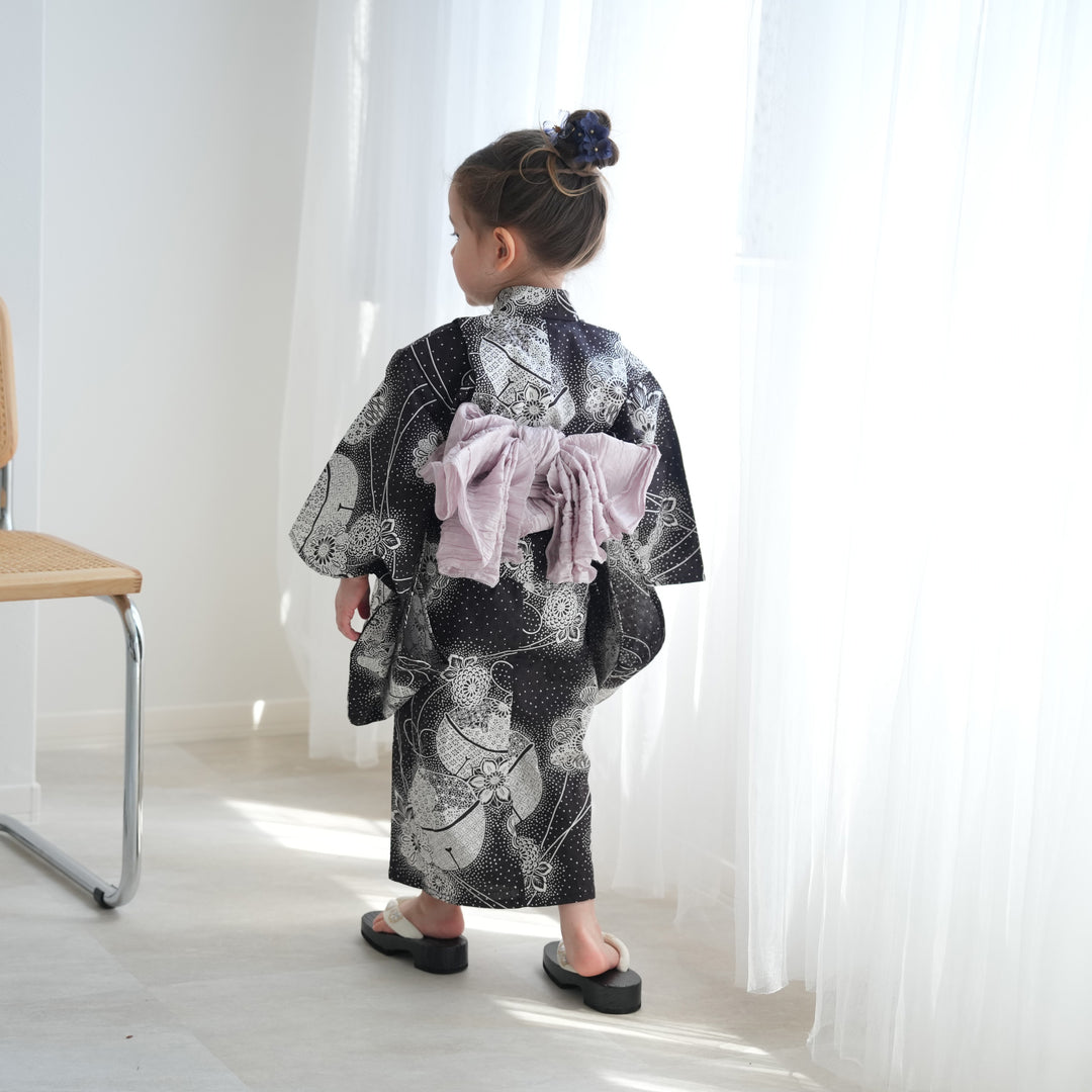 ニコアンティーク kids 高級変わり織 子供浴衣3点セット（ゆかた