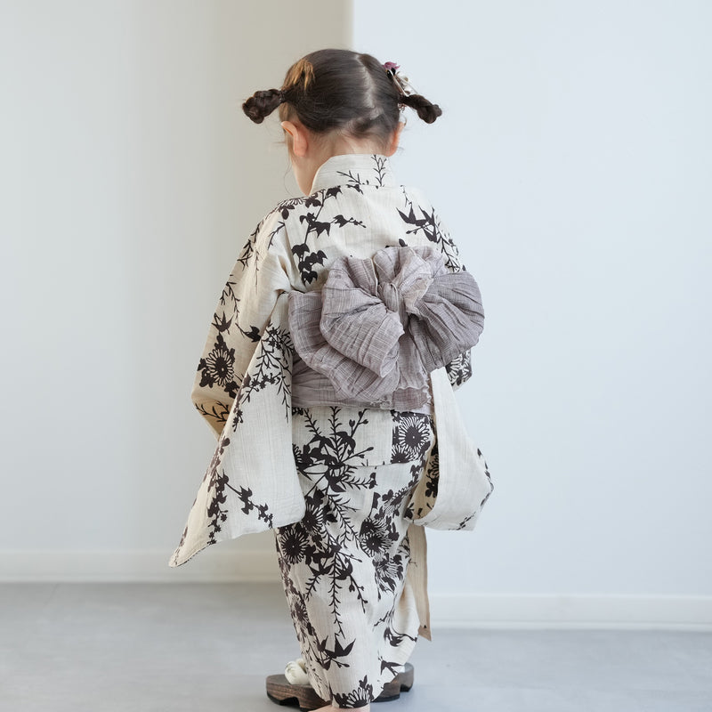 【utatane×注染工房 kids 日本製小幅生地使用 子供浴衣3点セット（ゆかた・帯・下駄） 女の子 】 国産 （6510261901）（7348601301）