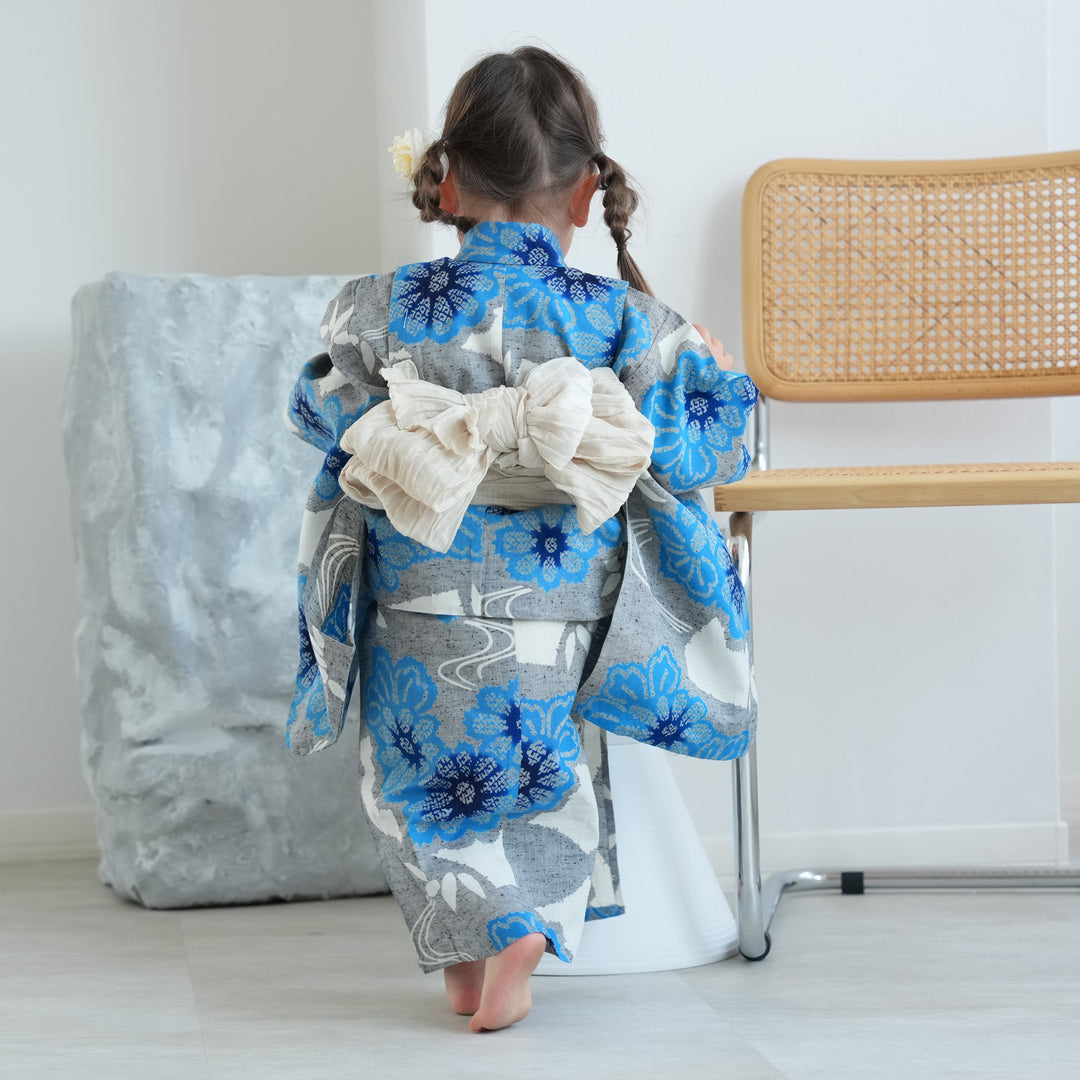 utatane×注染工房 kids 日本製小幅生地使用 子供浴衣3点セット（ゆかた