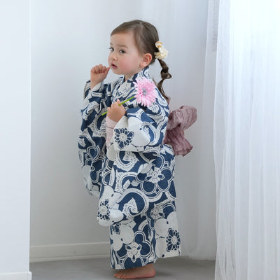 【utatane×注染工房 kids 日本製小幅生地使用 子供浴衣3点セット（ゆかた・帯・下駄） 女の子 】 国産 （6510263701）（7348601301）