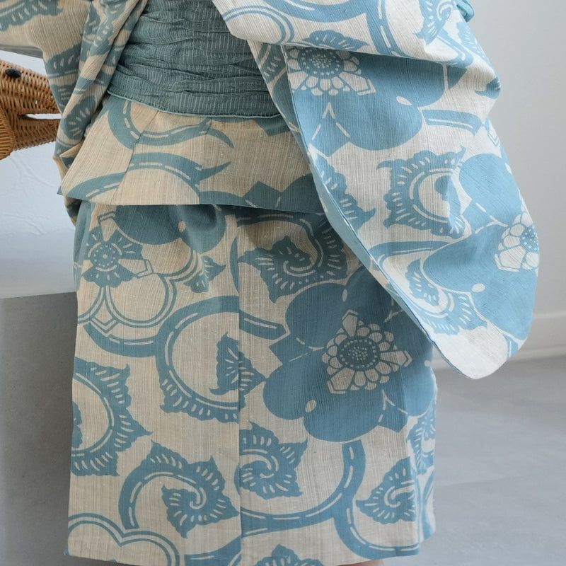 【utatane×注染工房 kids 日本製小幅生地使用 子供浴衣3点セット（ゆかた・帯・下駄） 女の子 】 国産 （6510263801）（7348601301）