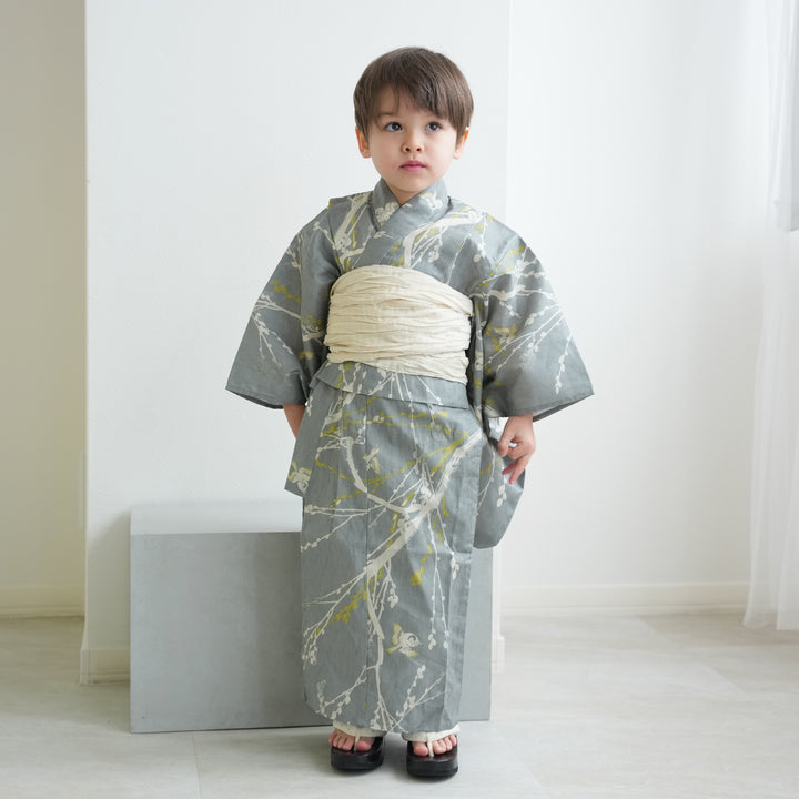 ひよこ商店 kids 高級変わり織 子供浴衣3点セット（ゆかた・帯・下駄