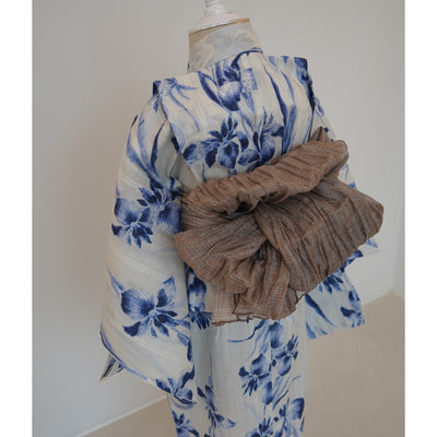 【utatane×Acka.  子供浴衣3点セット (kidsゆかた・帯・下駄 ) 鮫小紋と菖蒲 ivory】Acka. (@acka_official)オリジナル 限定 コラボ  フリーサイズ 国産生地 国内染色　（6510266301）