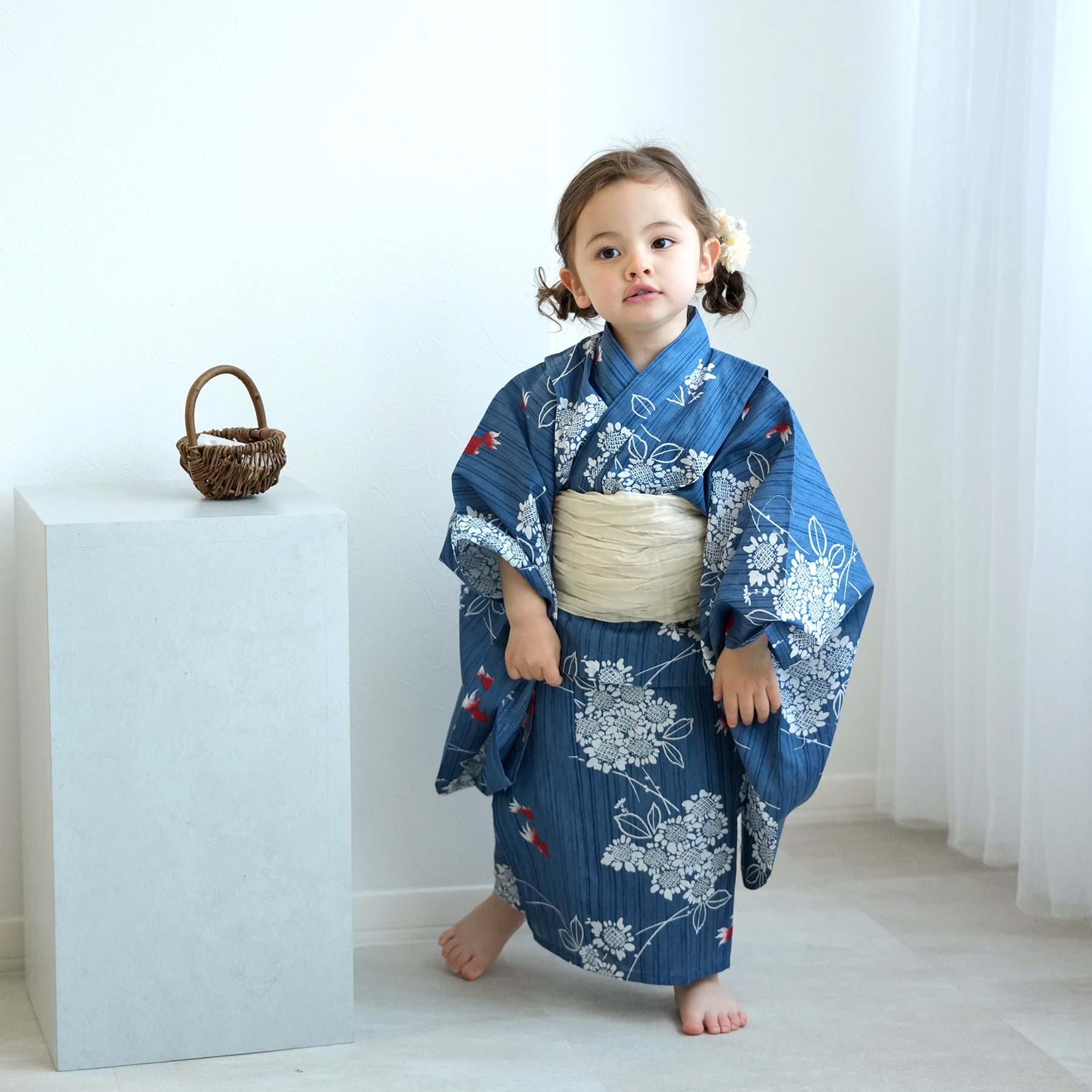 ニコアンティーク kids 高級変わり織 子供浴衣3点セット（ゆかた