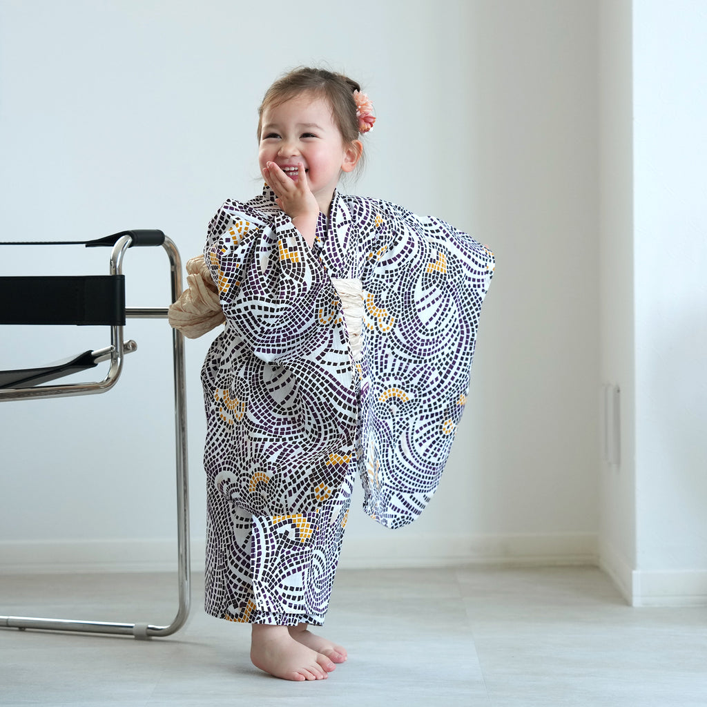 ニコアンティーク kids 高級変わり織 子供浴衣3点セット（ゆかた