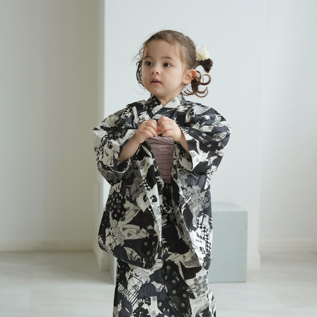 ニコアンティーク kids 高級変わり織 子供浴衣3点セット（ゆかた