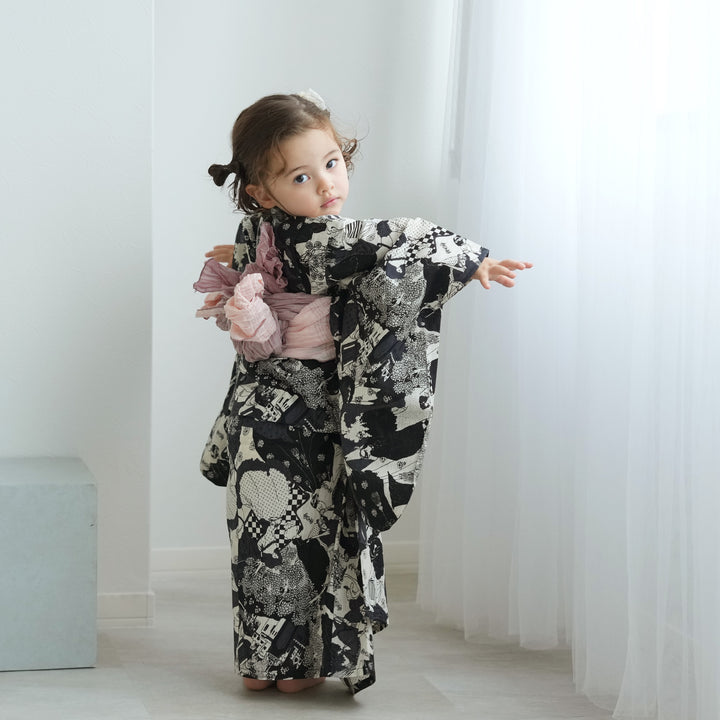 ニコアンティーク kids 高級変わり織 子供浴衣3点セット（ゆかた