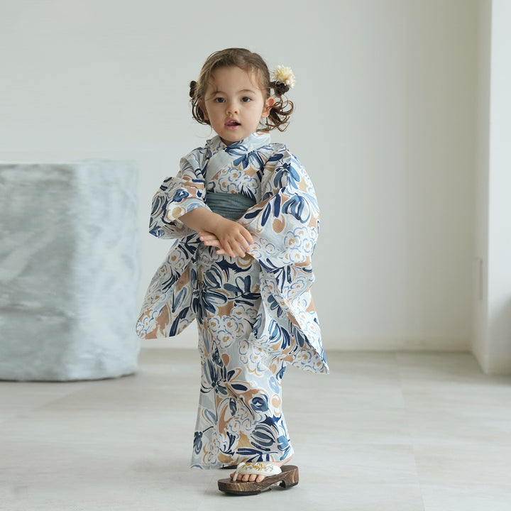 ニコアンティーク kids 高級変わり織 子供浴衣3点セット（ゆかた
