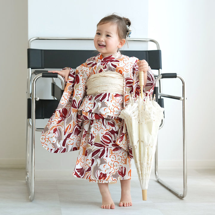 ニコアンティーク kids 高級変わり織 子供浴衣3点セット（ゆかた