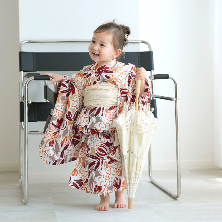 KY- 9　❪新品❫　未使用　子供用仕立て上がり浴衣　7.8才用　着物 大人女性の KY- 着物 7.8才用 子供用仕立て上がり浴衣 未使用