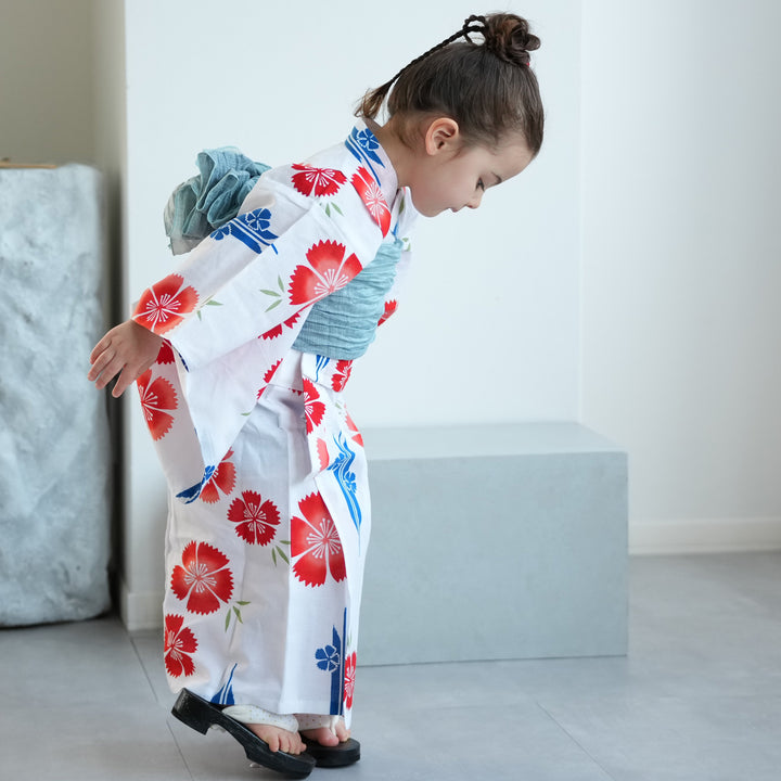 utatane×注染工房 kids 日本製小幅生地使用 子供浴衣3点セット（ゆかた