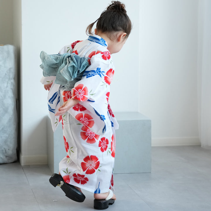 utatane×注染工房 kids 日本製小幅生地使用 子供浴衣3点セット（ゆかた