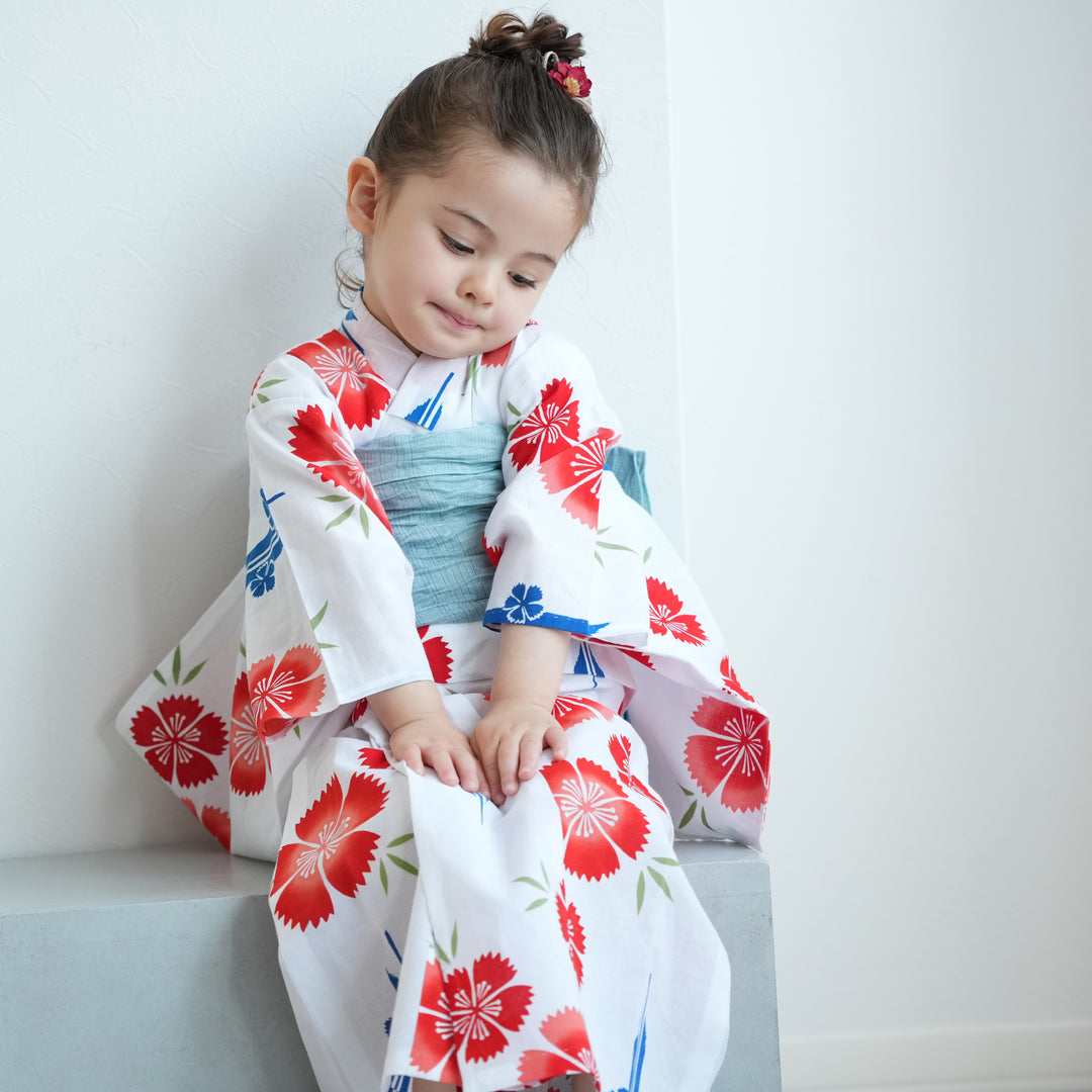 ウタタネ　浴衣　キッズ　140 utatane×注染工房 kids 日本製小幅生地使用 子供浴衣3点セット（ゆかた