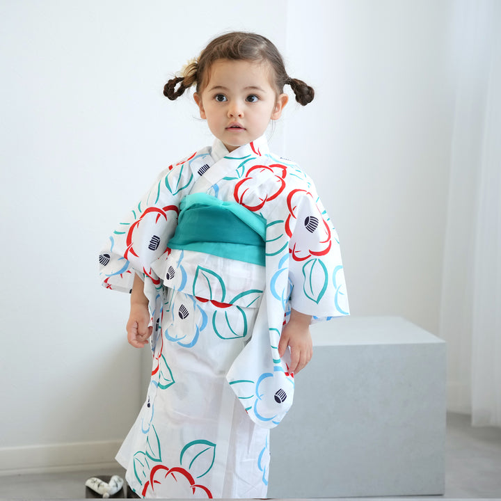 utatane×注染工房 kids 日本製小幅生地使用 子供浴衣4点セット