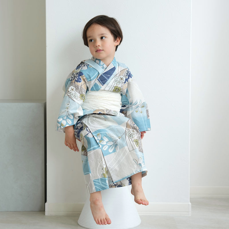 【全品送料無料】 アウトレット品 子供浴衣2点セット（ゆかた 高級変わり織 kids 着物・浴衣