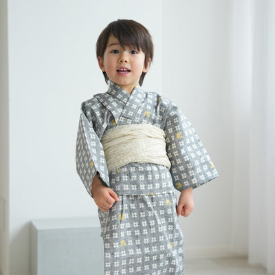 utatane×注染工房 kids 日本製小幅生地使用 子供浴衣3点セット（ゆかた