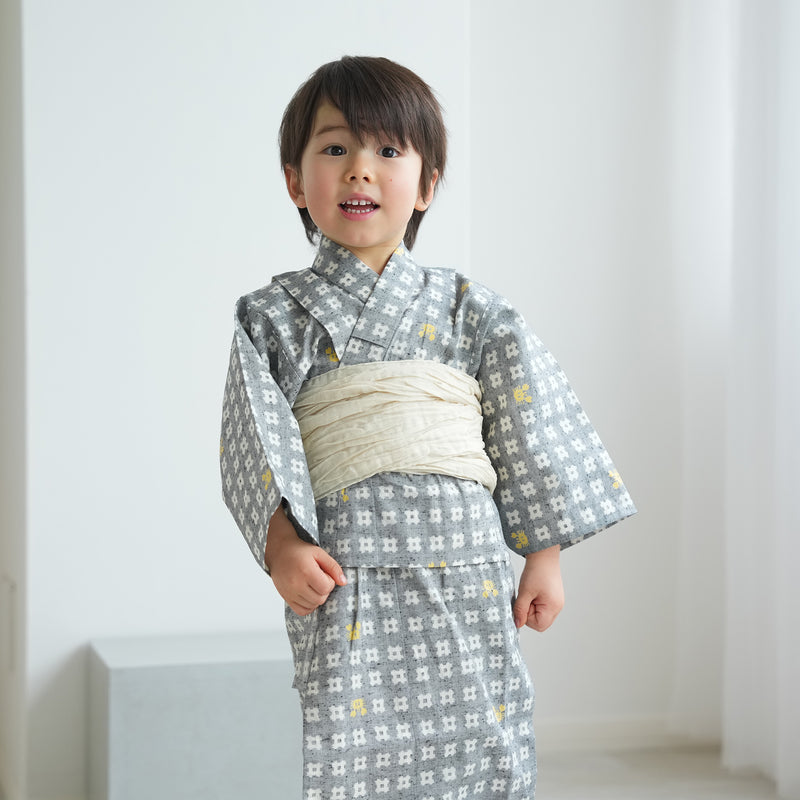 utatane×注染工房 kids 日本製小幅生地使用 子供浴衣3点セット（ゆかた