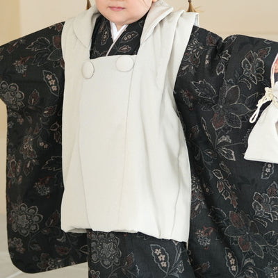 七五三 3歳 女の子 utatane 被布セット 子供 kids 三つ身 お祝い着 販売  オフホワイト×ブラック（6715620900）