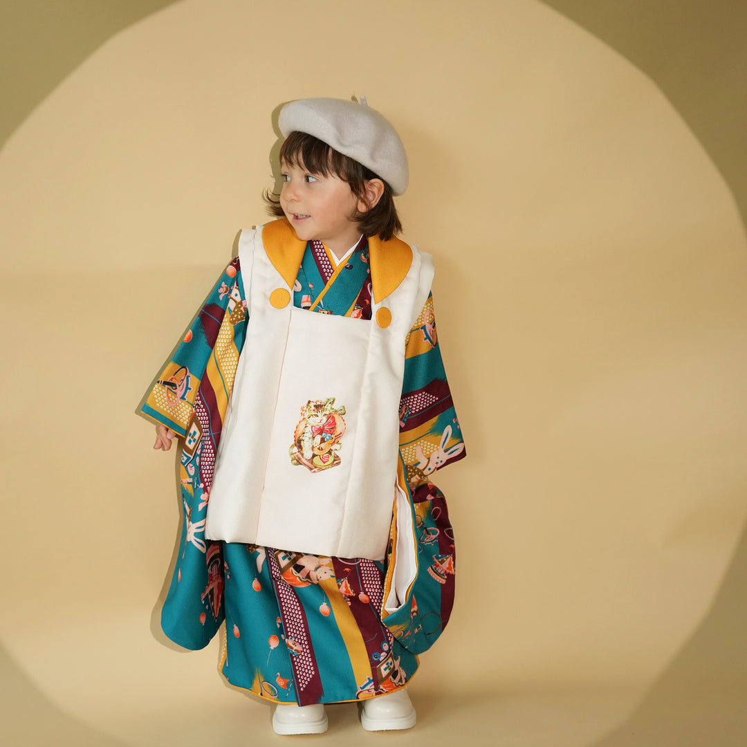 七五三着物 3歳 被布セット】販売品 ニコアンティーク 猫のやがすり