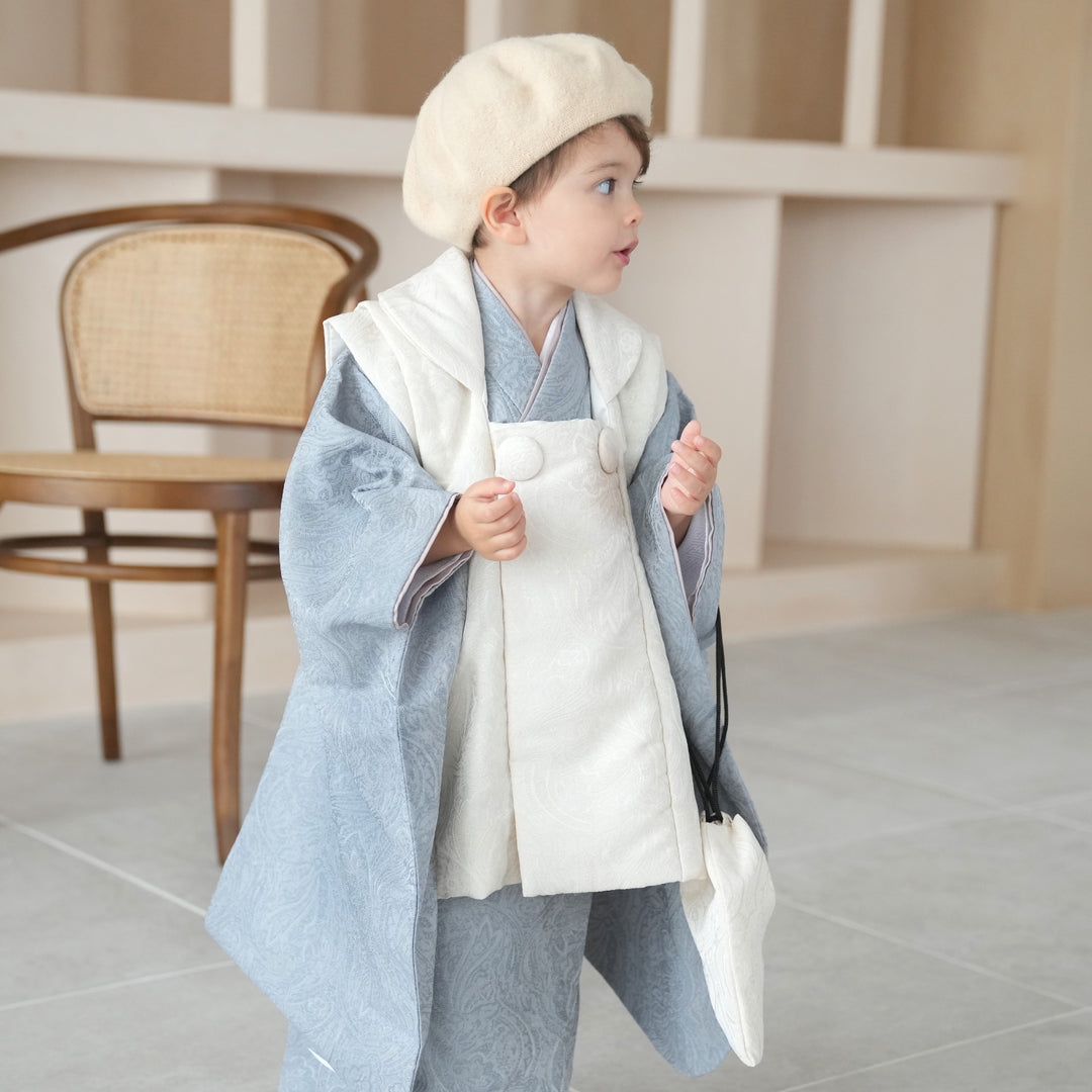3歳 男の子 七五三セット utatane 88cm-105cm前後　ペイズリー 七五三 3歳 男の子 utatane 被布セット 子供 kids 三つ身 お祝い着