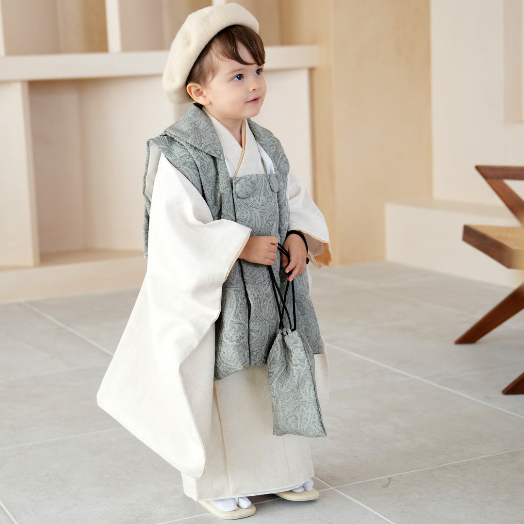 3歳 男の子 七五三セット utatane 88cm-105cm前後　ペイズリー 七五三 3歳 男の子 utatane 被布セット 子供 kids 三つ身 お祝い着