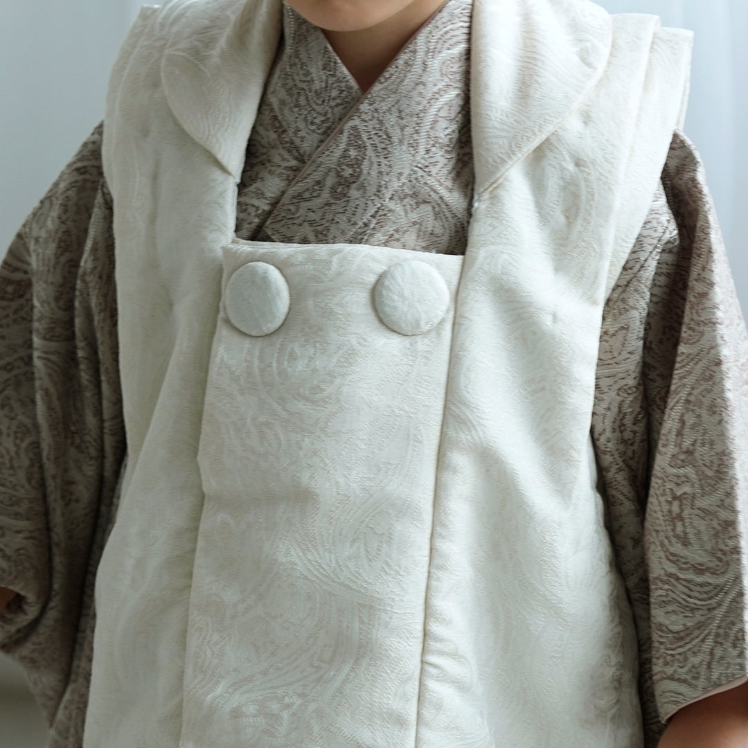 七五三　３歳　被布コート　セット 男の子 utatane ジャガードペイズリー 七五三3歳用被布コートセット 男の子 utatane ジャガード