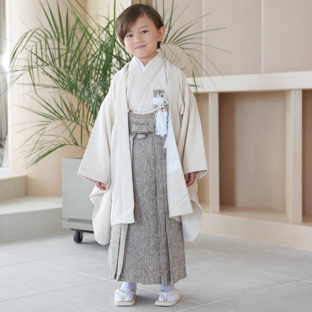七五三 5歳用袴セット utatane ジャガードペイズリー オフ
