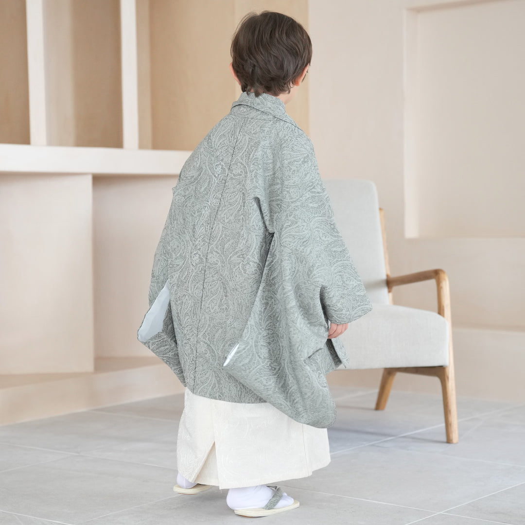 七五三 5歳用袴セット utatane ジャガードペイズリー くすみ