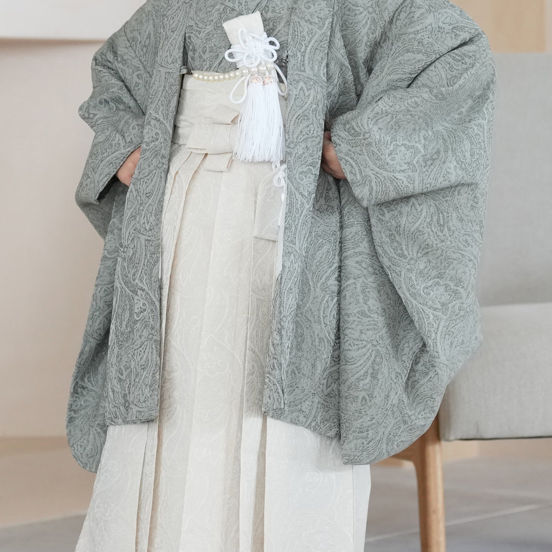 七五三５歳用袴セット utatane ジャガードペイズリー 七五三 5歳用袴セット utatane ジャガードペイズリー ベージュ