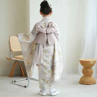 七五三 7歳 女の子 ひよこ商店 着物 日本製作り帯 子供 kids 四つ身 お祝い着 グレー雪輪（6728608600）