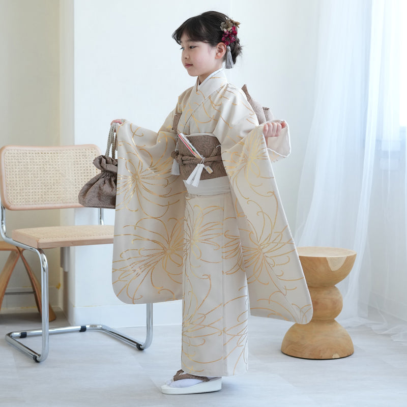 七五三 7歳 女の子 ひよこ商店 着物 日本製作り帯 子供 kids 四つ身 