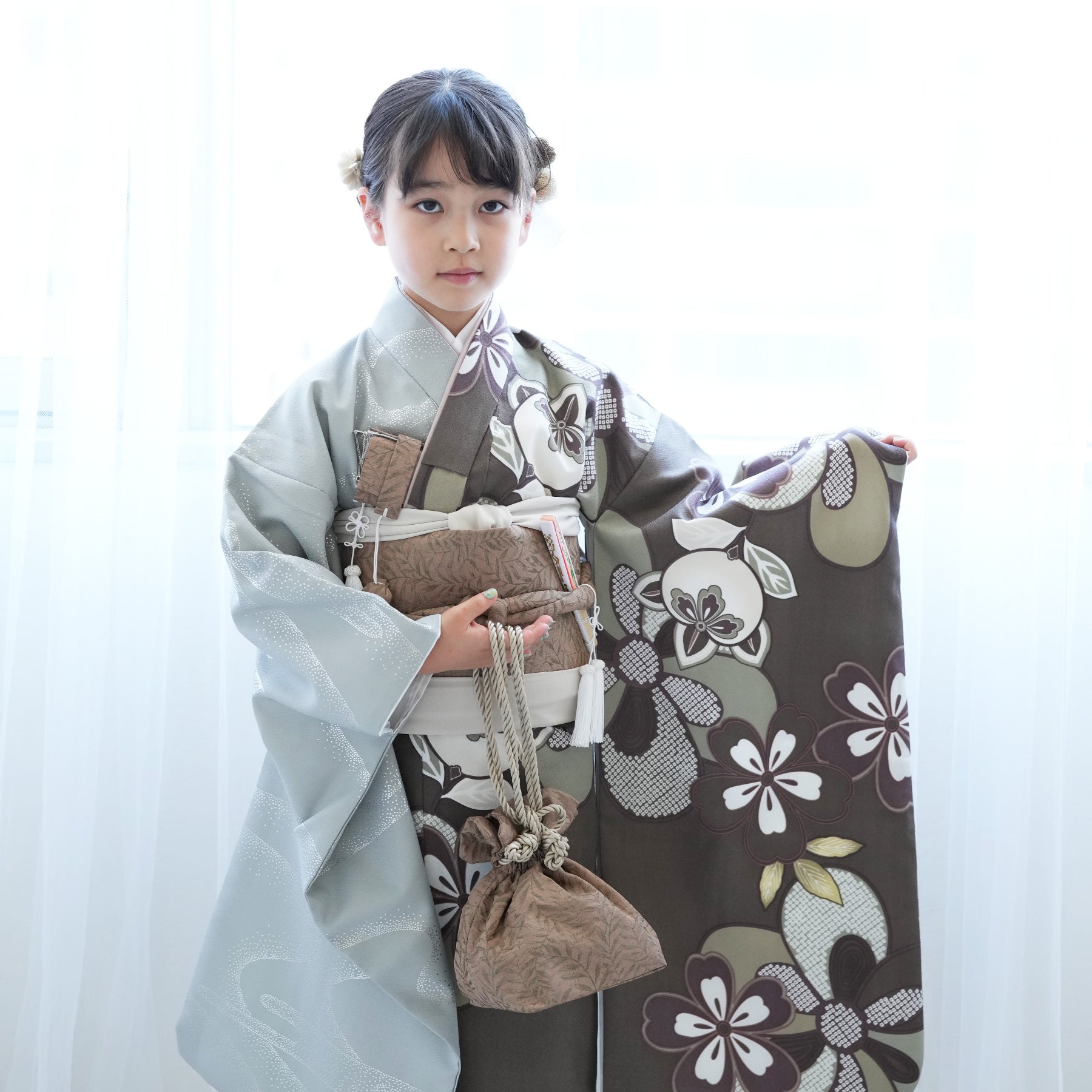 七五三 7歳 女の子 ひよこ商店 着物 日本製作り帯 子供 kids 四つ身