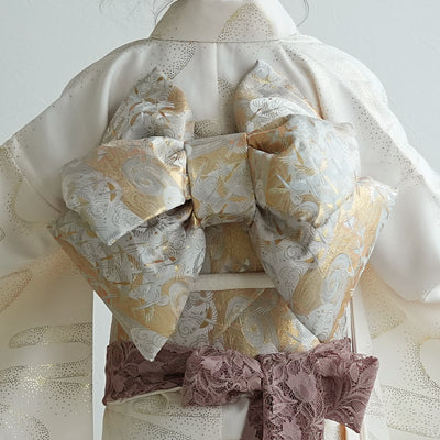 【七五三着物 7歳 女の子 着物セット】販売品 四つ身 クリーム金彩・流水 ひよこ商店（6728613800）