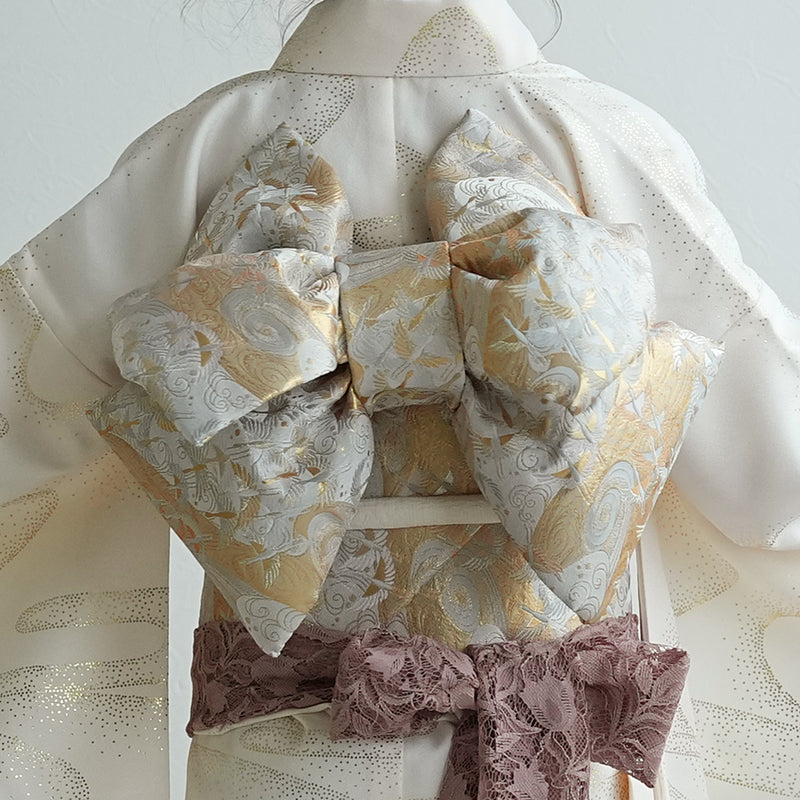 【七五三着物 7歳 女の子 着物セット】販売品 四つ身 クリーム金彩・流水 ひよこ商店（6728613800）