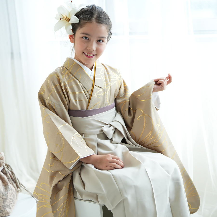 408aj10□ジュニア着物 ハーフ成人式 アンティーク着物&袋帯□美品