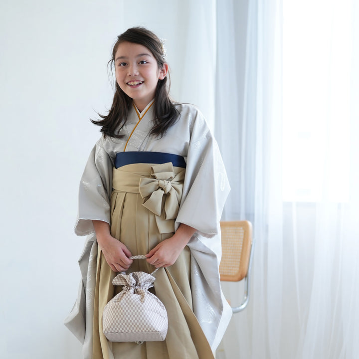 正式的 ハーフ成人式 袴 3点セット ひよこ商店 アイスグレー銀彩 10歳 1 着物・浴衣