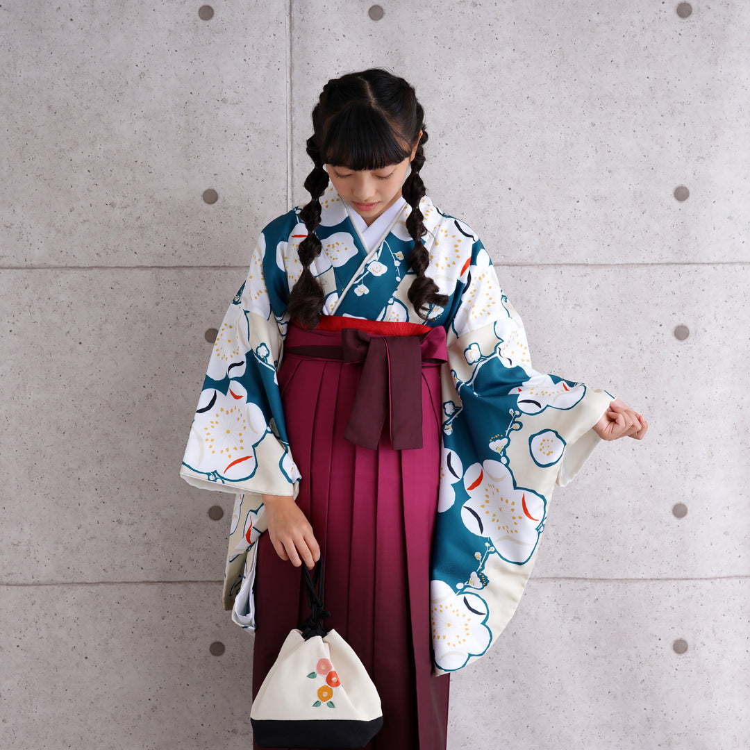 着物袴セット ジュニア用へ直し135～150cm 温か 袴色選択可能 NO26830 