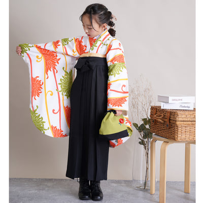 【リサイクル着物】 2尺袖着物 単品  販売品 中古 USED  袴用 短丈 菊 ジュニア 小学生 卒業式 （6751607100）【中古販売】