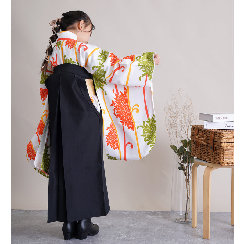 【リサイクル着物】 2尺袖着物 単品  販売品 中古 USED  袴用 短丈 菊 ジュニア 小学生 卒業式 （6751607100）【中古販売】