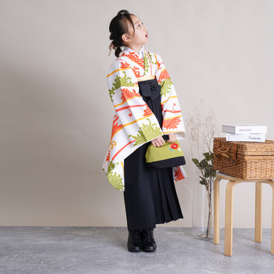 【リサイクル着物】 2尺袖着物 単品  販売品 中古 USED  袴用 短丈 菊 ジュニア 小学生 卒業式 （6751607100）【中古販売】