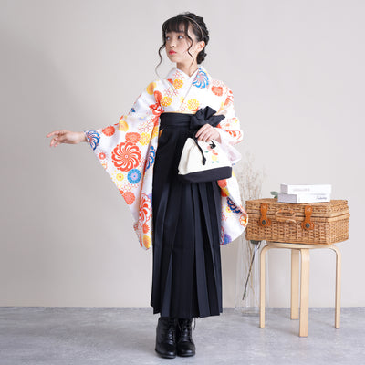 【リサイクル着物】 2尺袖着物 単品  販売品 中古 USED  袴用 短丈 菊 ジュニア 小学生 卒業式 ニコアンティーク（6751611500）【中古販売】