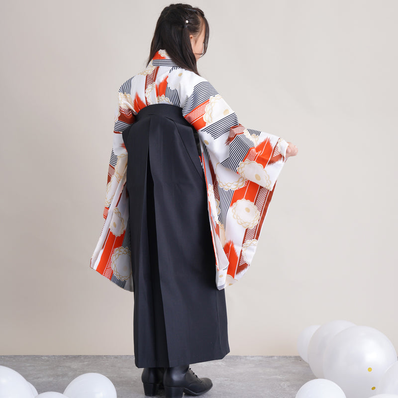 【リサイクル着物】 2尺袖着物 単品  販売品 中古 USED  袴用 短丈 菊 矢絣 ジュニア 小学生 卒業式 （6751626100）【中古販売】
